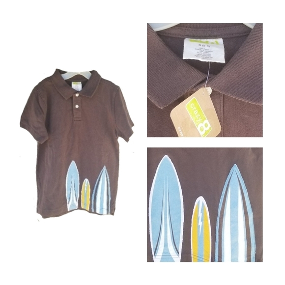 Crazy 8 Brown Surf Beach Polo Tee Shirt - Picture 2 of 3